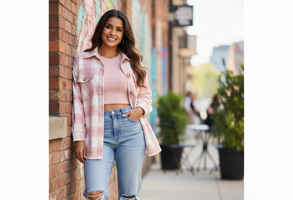 8 Stunning Pink Flannel Jacket Women Feminine Casual Style Secrets