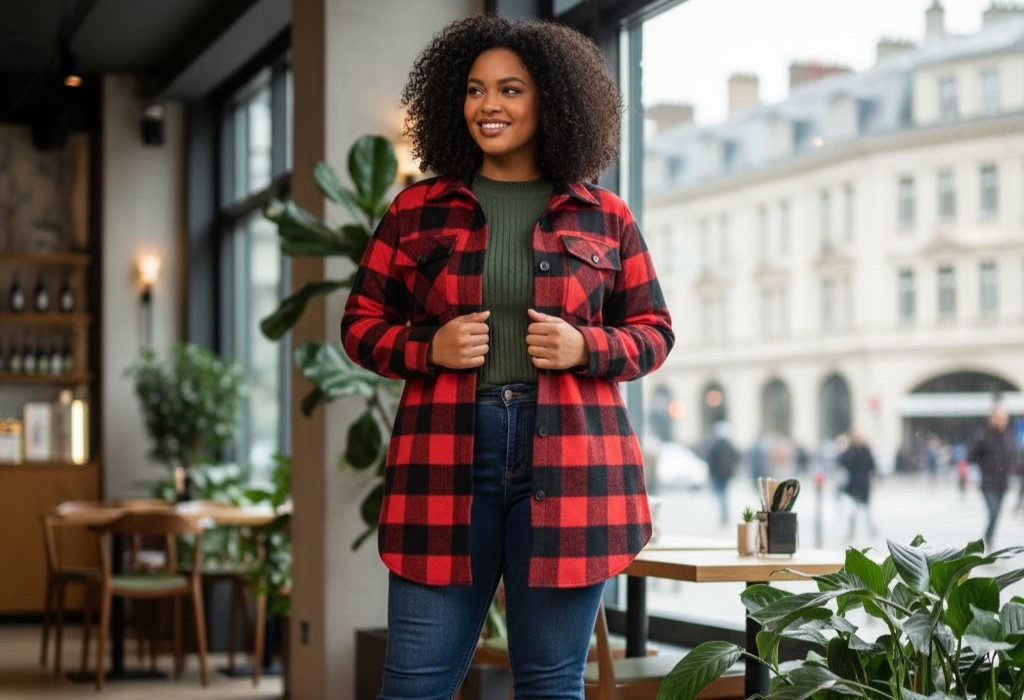 6 Stunning Plus Size Flannel Jacket Women Flattering Fit