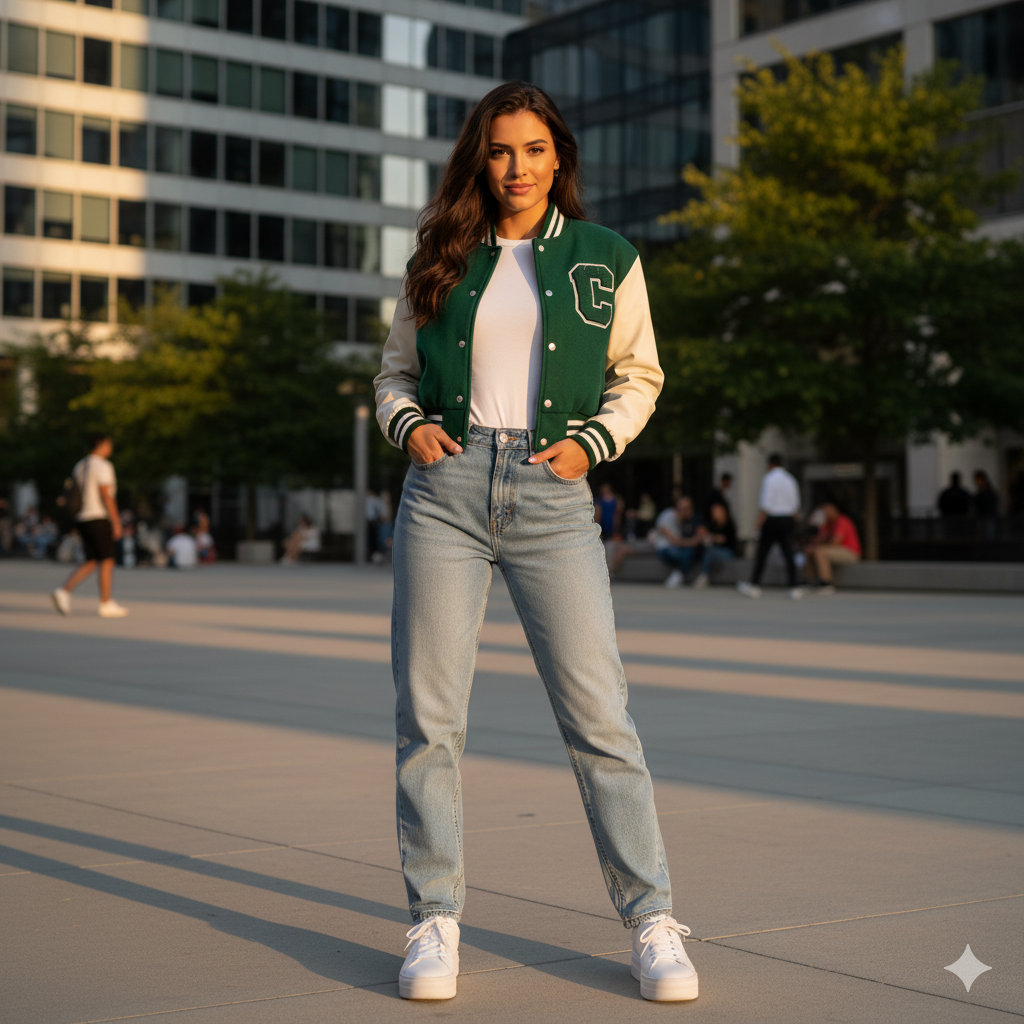 7 Ways Cropped Varsity Jackets Create Perfect Proportions