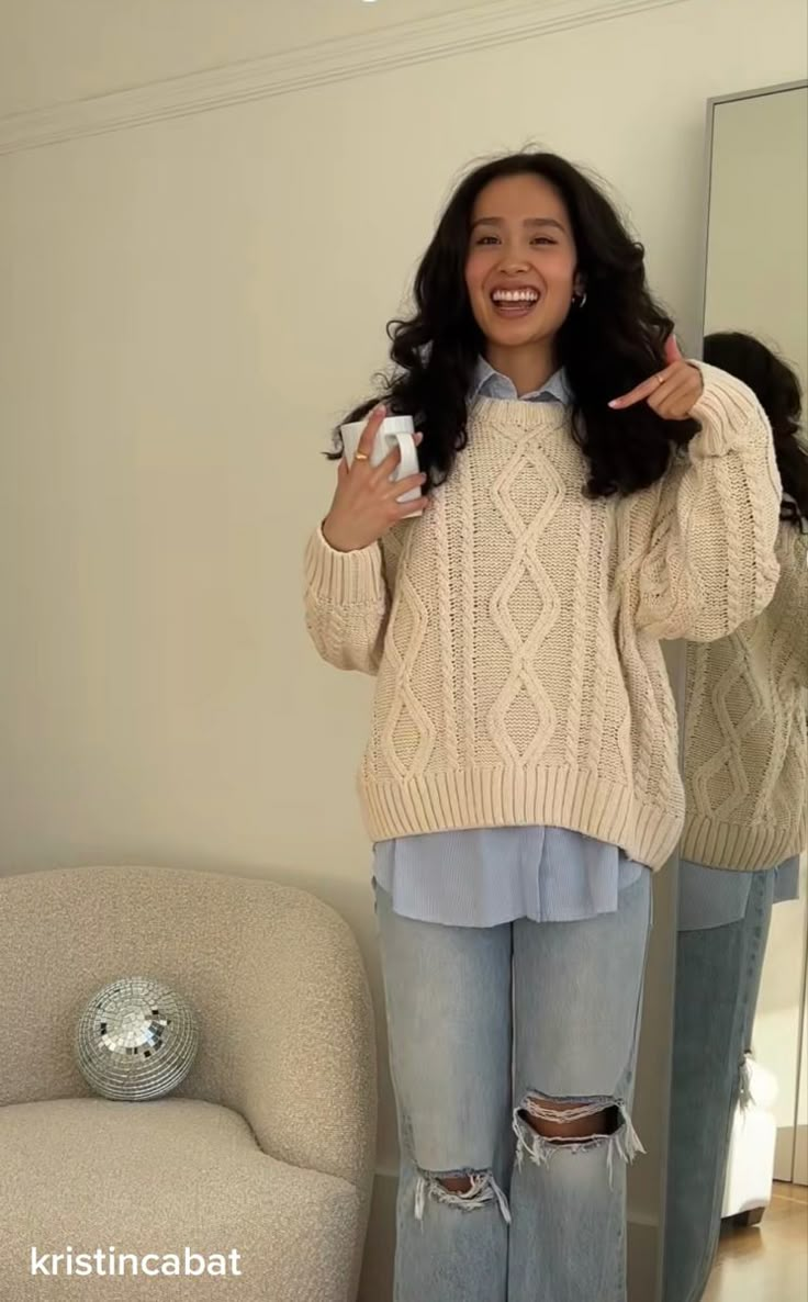 Winter Sweaters Women Layering Over Collared Shirts